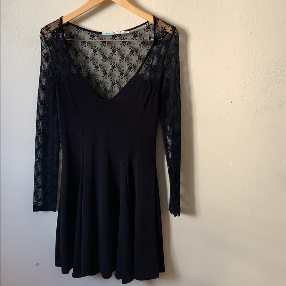 Black long sleeve with lace detail dress